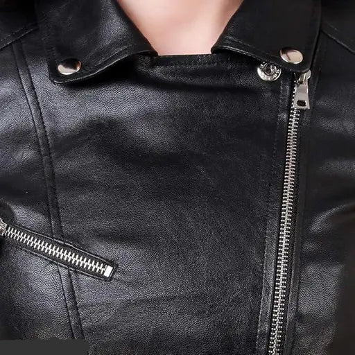 VELOMI Trendy Women’s Leather Biker Jacket – Classic Black Style