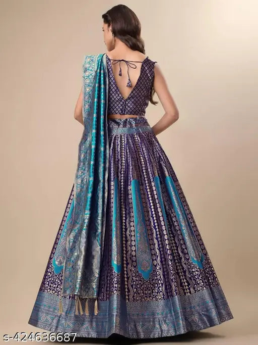 VELOMI Beautiful Art Silk Jacquard Lehenga Set – Festive & Traditional Wear