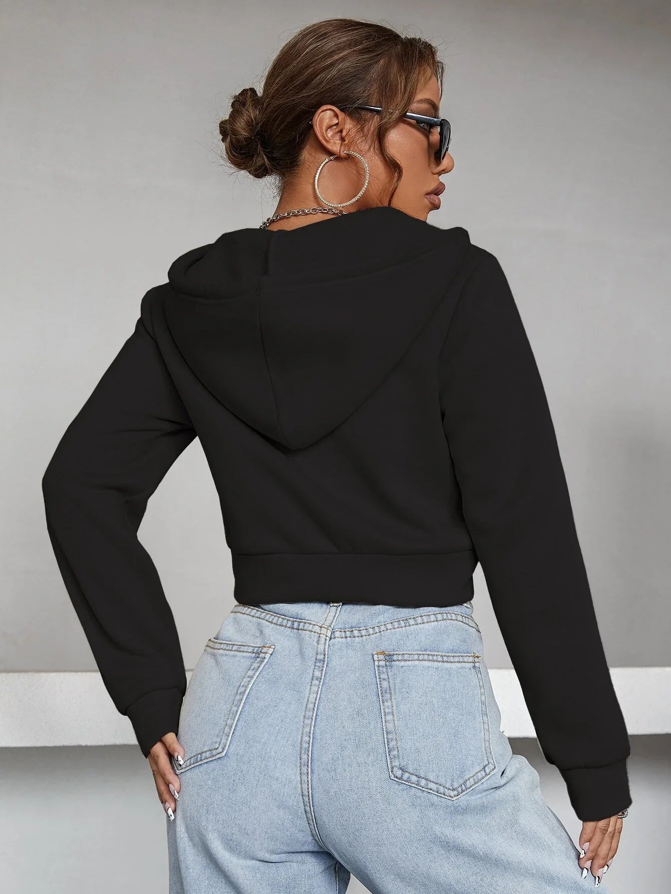 VELOMI Women’s Full Sleeve Solid Black Hooded Sweatshirt – Casual & Comfortable