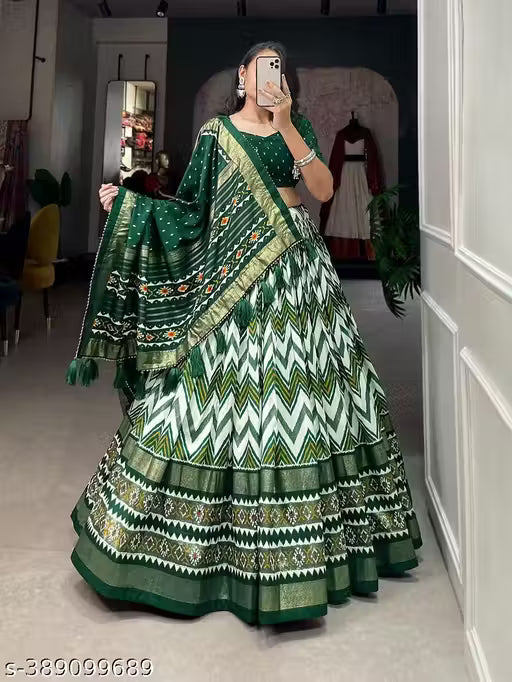 VELOMI Women’s Silk Lehenga Choli with Dupatta – Unstitched Blouse Piece Included
