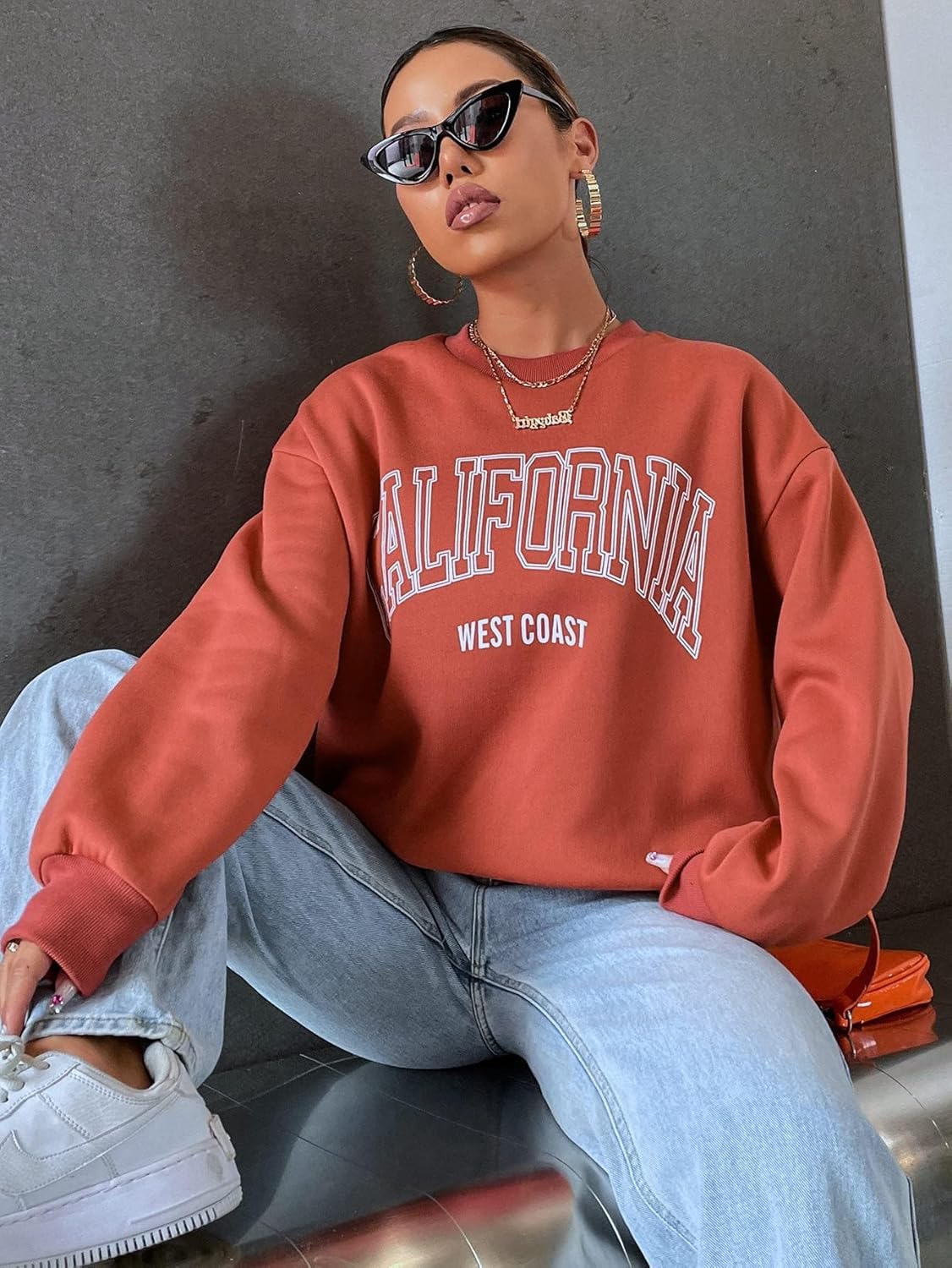 Women for Sweatshirt Letter Graphic Drop Shoulder Sweatshirt Women for Sweatshirt