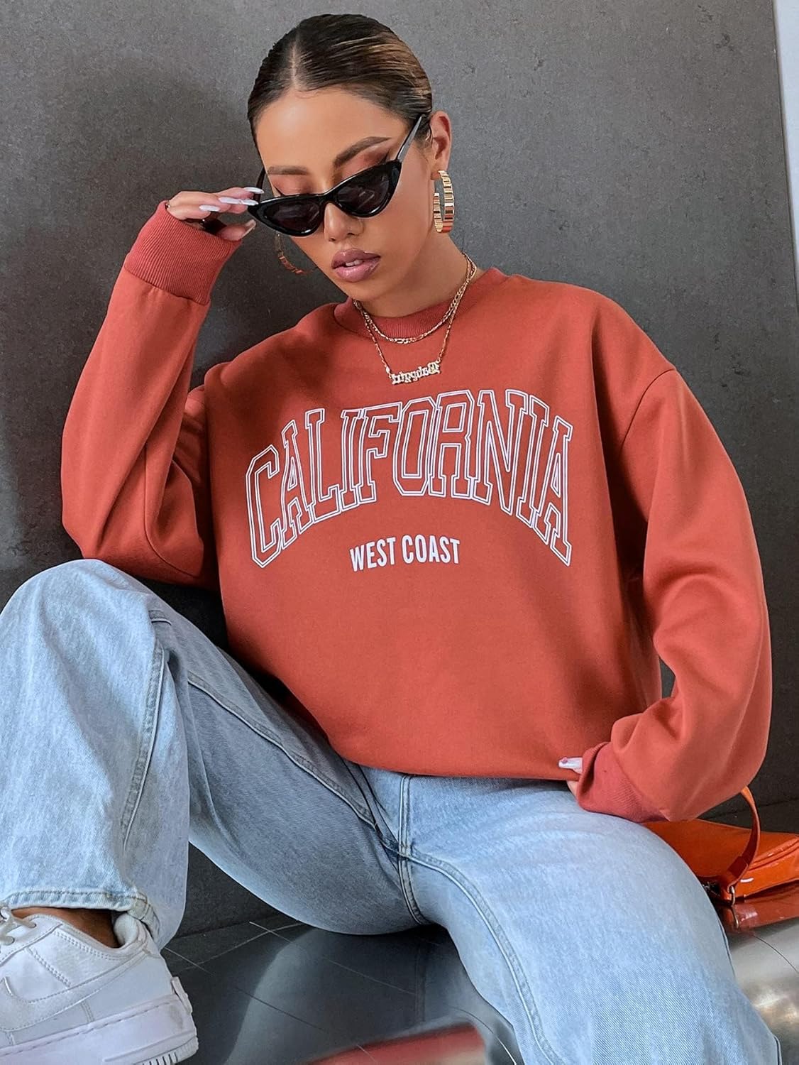 Women for Sweatshirt Letter Graphic Drop Shoulder Sweatshirt Women for Sweatshirt