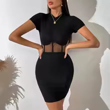 VELOMI Latest Western Half-Sleeve Bodycon Dress for Women – Trendy Casual & Party Wear