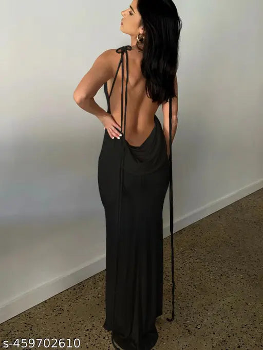 Elegant Black Velvet Cowl Dress