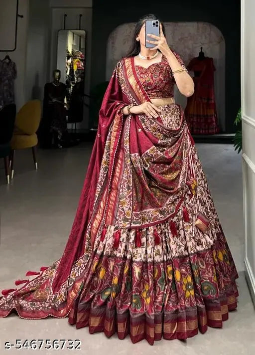 VELOMI Premium Tussar Silk Lehenga Choli – Regal Ethnic Ensemble