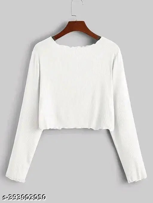 Long Sleeve Rib Knit Tie Front Cropped Cardigan TOP
