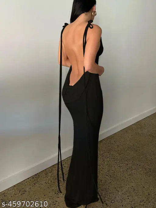 Elegant Black Velvet Cowl Dress
