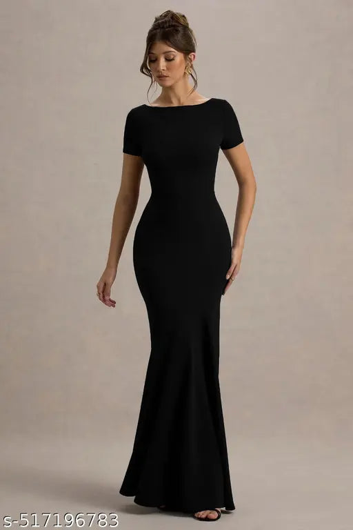 half sleeve bodycon maxi dress for women