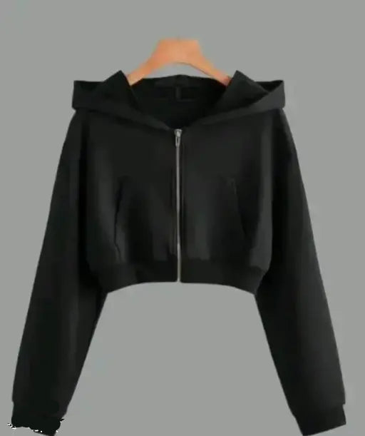 VELOMI Women’s Full Sleeve Solid Black Hooded Sweatshirt – Casual & Comfortable