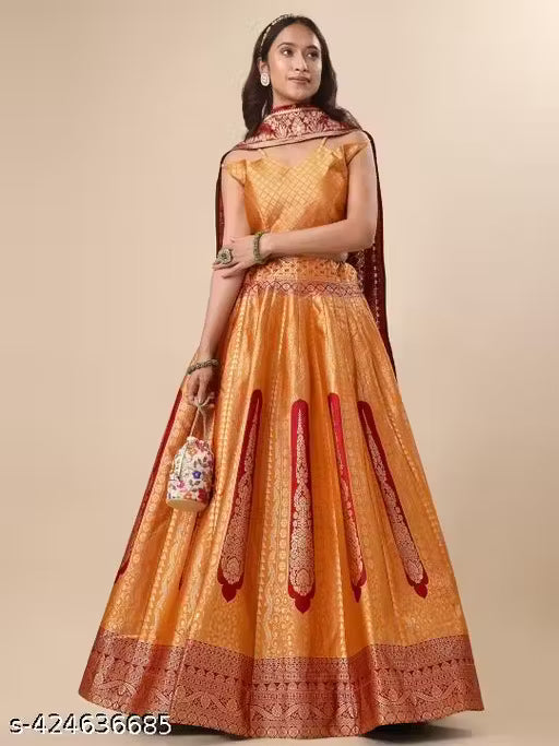 VELOMI Beautiful Art Silk Jacquard Lehenga Set – Festive & Traditional Wear