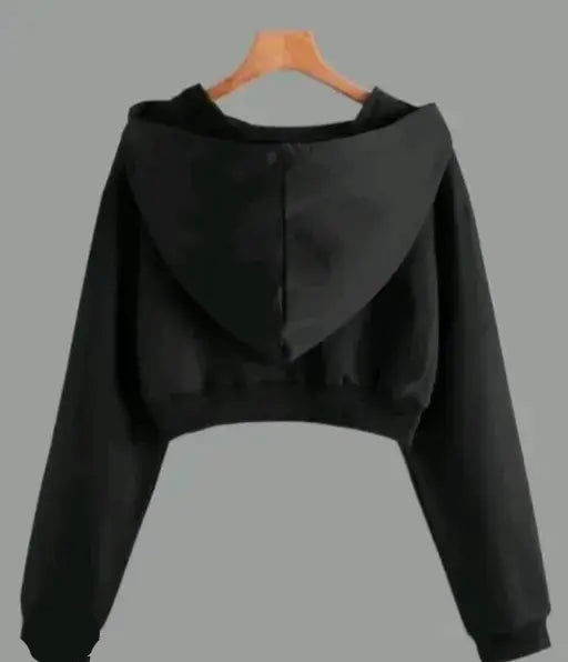 VELOMI Women’s Full Sleeve Solid Black Hooded Sweatshirt – Casual & Comfortable