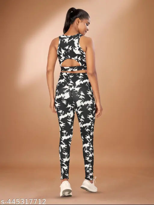 Women's Printed Top & Bottom Set Gym Wear | Track suit | Athletic Tracksuit
