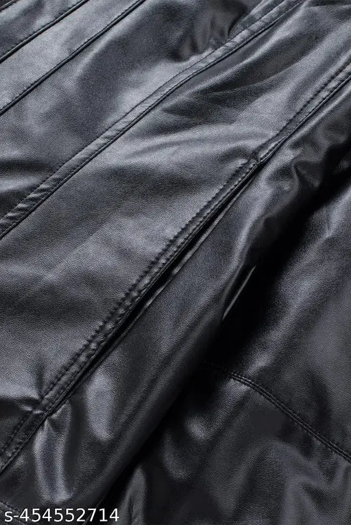 VELOMI Women’s Black Crop Faux Leather Jacket – Stylish Bomber Winter Wear