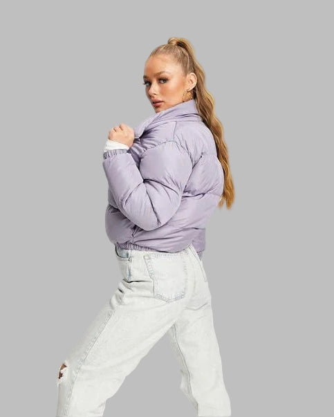 VELOMI Stylish Crop Puffer Jacket – Warm & Trendy Winter Wear for Women