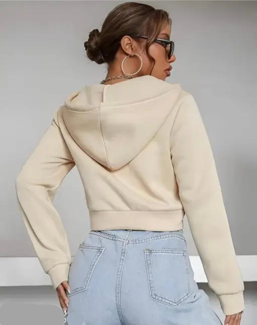 VELOMI Women’s Cropped Hoodie Jacket – Trendy Full Sleeve Casual Sweatshirt