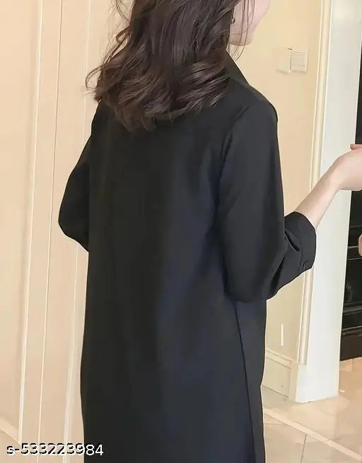 Plain black shirt western long shirt