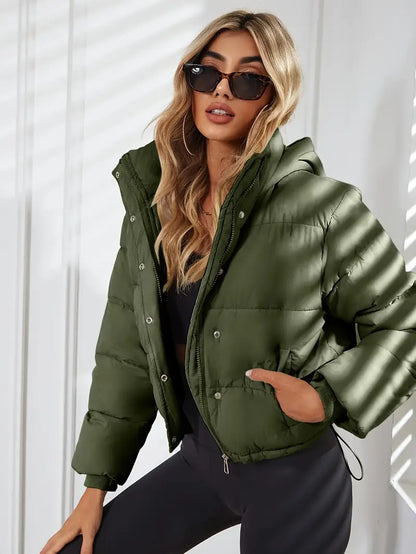 VELOMI Women’s Latest Winter Bomber Jacket – Crop Style & Puffer Design