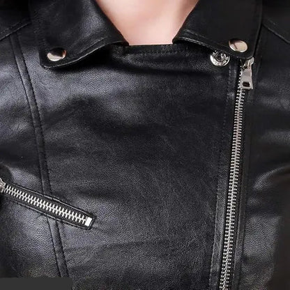 VELOMI Trendy Women’s Leather Biker Jacket – Classic Black Style