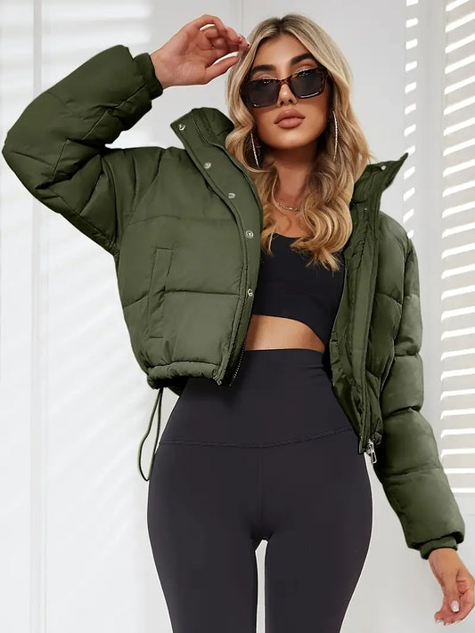 VELOMI Women’s Latest Winter Bomber Jacket – Crop Style & Puffer Design