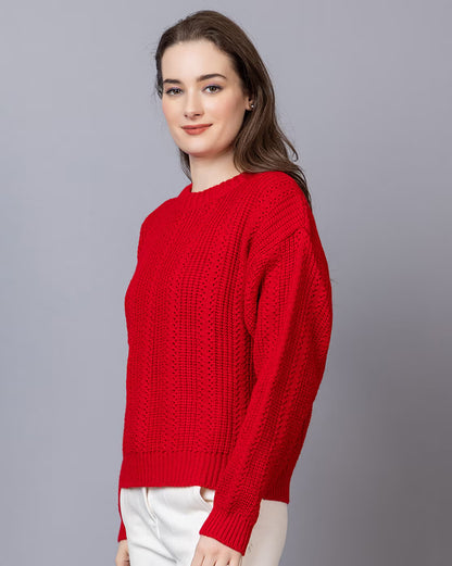 Wear Lusso Women’s 100% Wool Pullover Sweater – Regular Fit, Full Sleeve Winter Knitwear for Effortless Style & Comfort