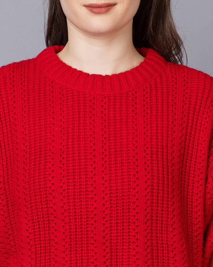 Wear Lusso Women’s 100% Wool Pullover Sweater – Regular Fit, Full Sleeve Winter Knitwear for Effortless Style & Comfort