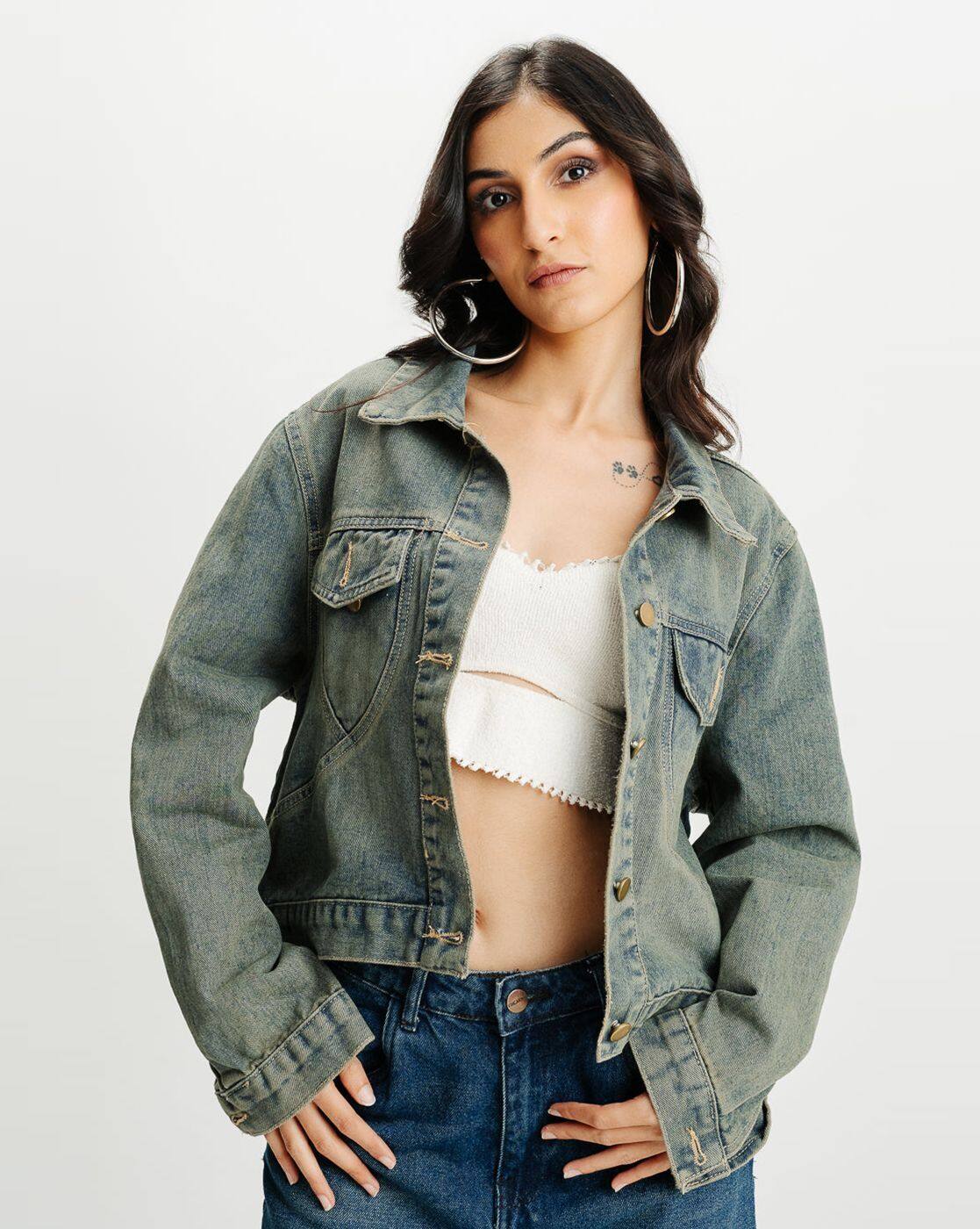 VELOMI Women’s Washed Denim Jacket – Timeless Black Casual Outerwear