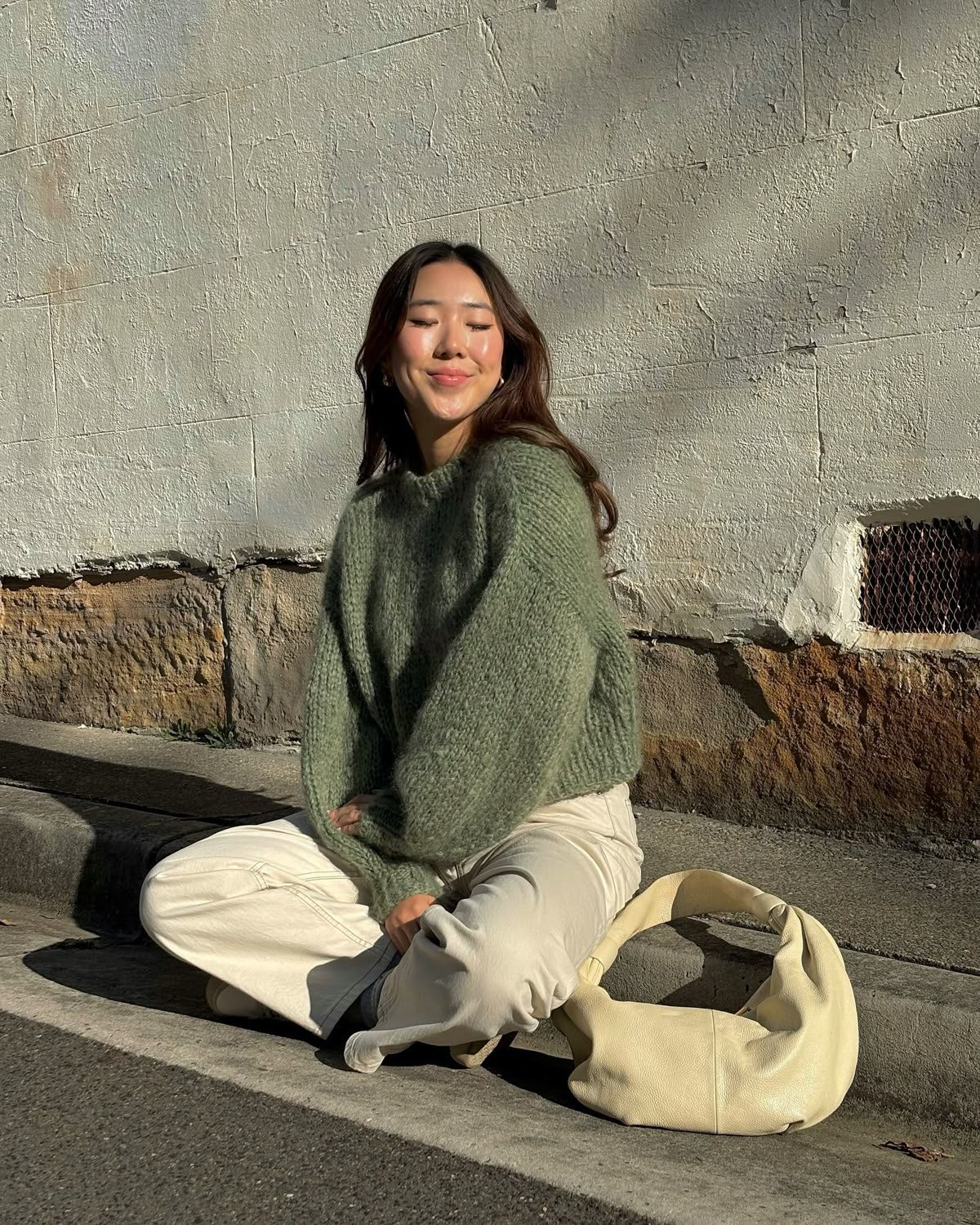 New O-Neck Loose Green Pullover Sweater For Women Autumn Winter Thick Retro Japanese Lazy Style