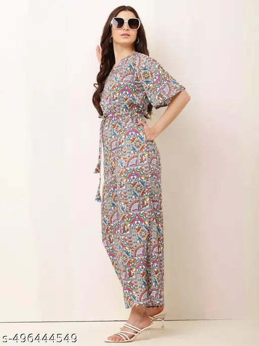 CNQFS FASHION'S STYLISH RAJASTHANI PRINTED CREPE FABRIC JUMPSUIT FOR WOMEN | JM0015