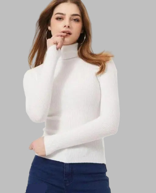 Women’s High Neck Sweater Combo – Black & White Full-Sleeve Pullover Turtleneck Tops