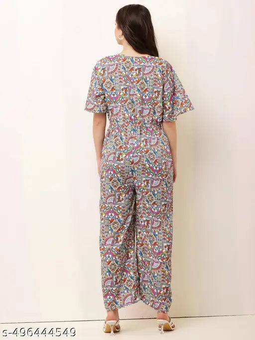 CNQFS FASHION'S STYLISH RAJASTHANI PRINTED CREPE FABRIC JUMPSUIT FOR WOMEN | JM0015