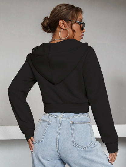 VELOMI Women’s Full Sleeve Solid Black Hooded Sweatshirt – Casual & Comfortable