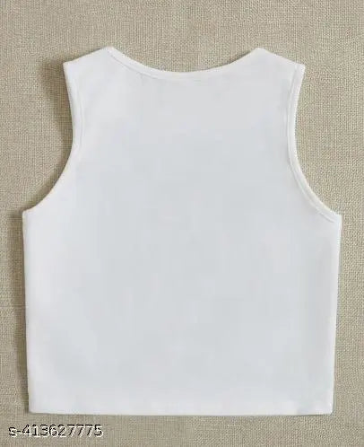 custom printed tank top white round neck