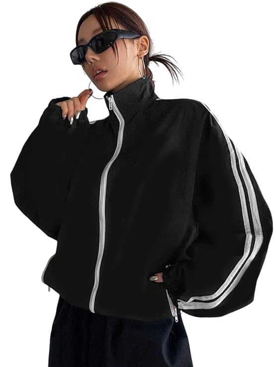 VELOMI Women’s Elegant Black Bomber Jacket – Fashionable & Comfortable Fit