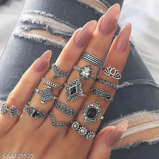 Best Valentine Gifts: Jewels   Jewellery For Women Silver Plated Rings Combo