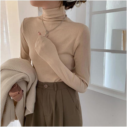 Women’s Wool Seamless Turtleneck Sweater – Long Sleeve Knitted Pullover, Warm & Stylish Winter Wear