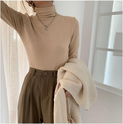 Women’s Wool Seamless Turtleneck Sweater – Long Sleeve Knitted Pullover, Warm & Stylish Winter Wear