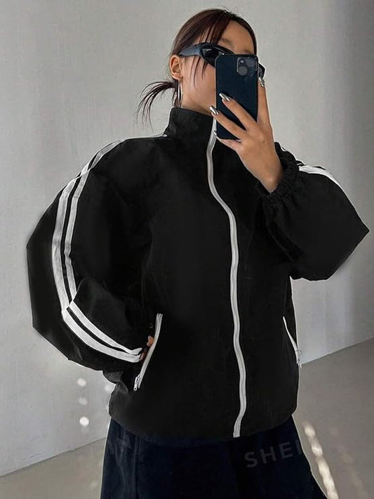 VELOMI Women’s Elegant Black Bomber Jacket – Fashionable & Comfortable Fit