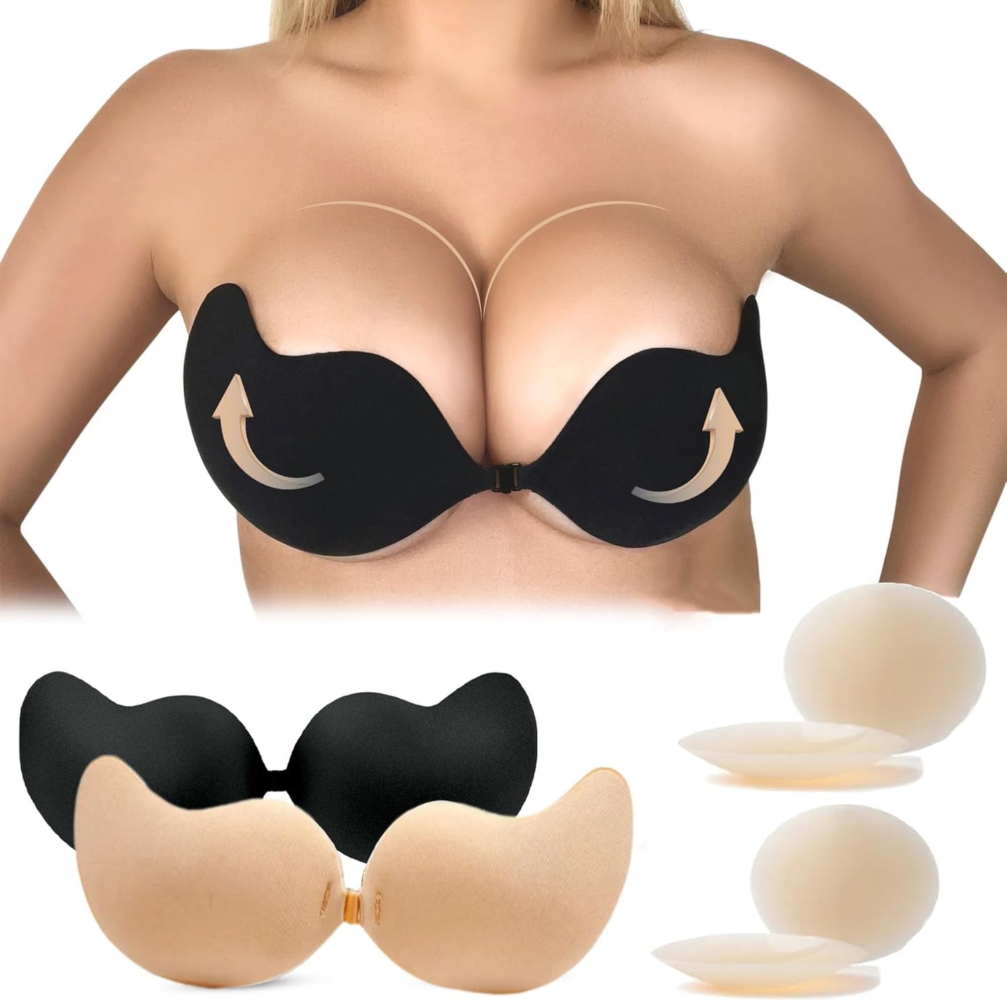 Invisible Silicone Adhesive Bra – Strapless, Backless, Push-Up, Reusable