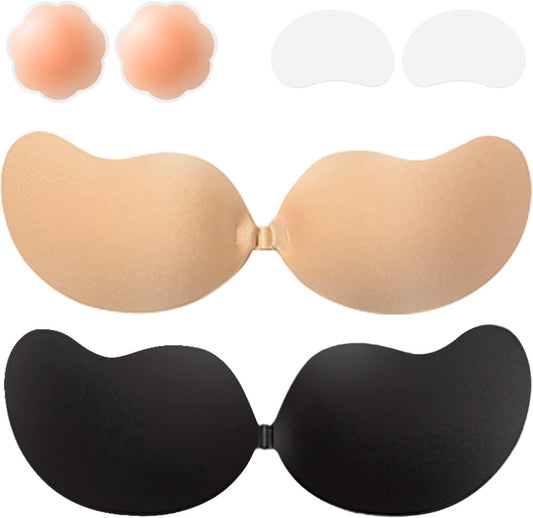 Backless & Strapless Silicone Adhesive Bra – Push-Up, Invisible, Reusable (Pack 1)