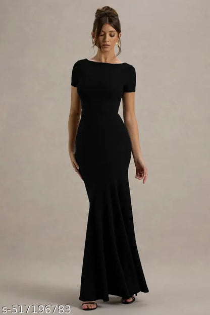 half sleeve bodycon maxi dress for women