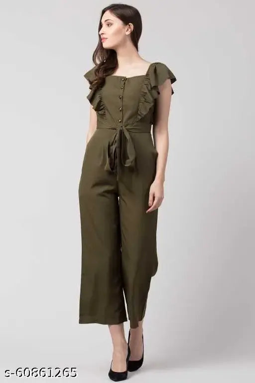 VELOMI Army Green Flared Jumpsuit – Effortless Style, Everyday Confidence
