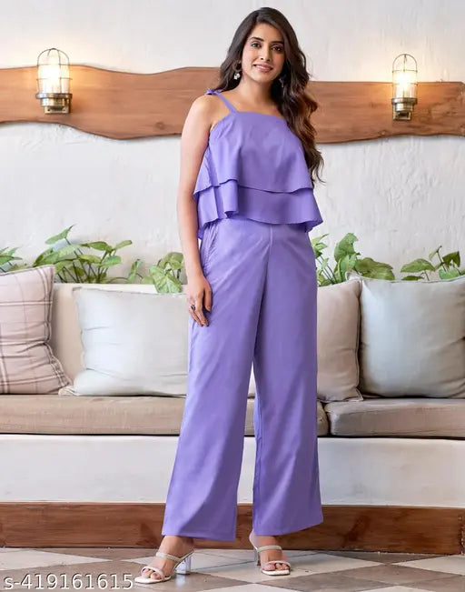 SELVIA Women's Round Neck Top & Bottom Sets