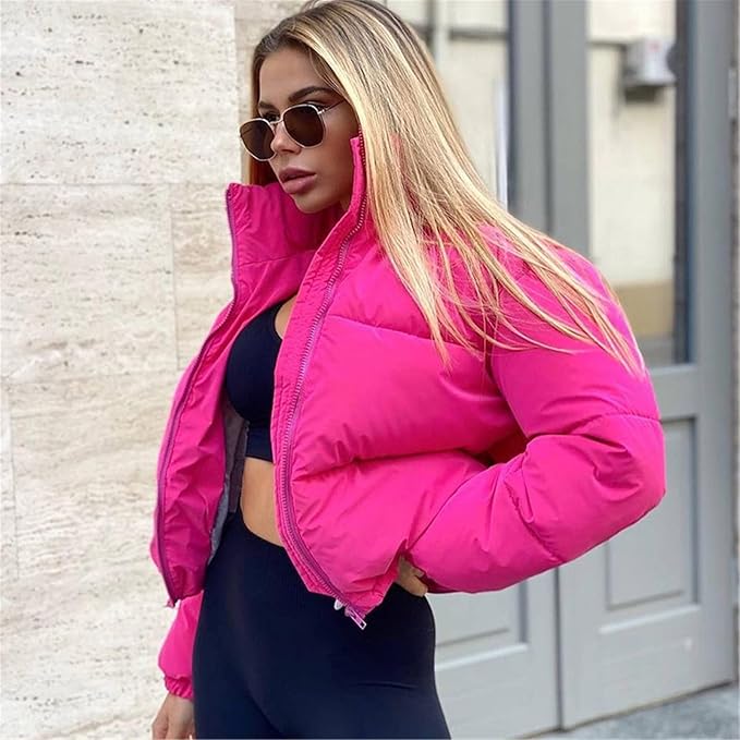 VELOMI Women’s Trendy Winter Bomber & Puffer Jacket – Crop Style Imported Outerwear