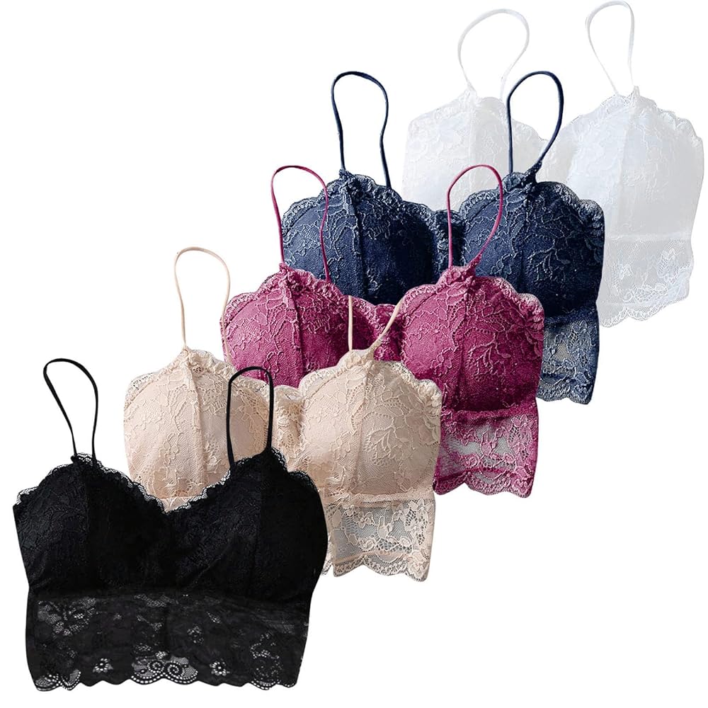 VELOMI Flexi-Fit Lace Bralette – Pack of 5 Stylish Padded Bras