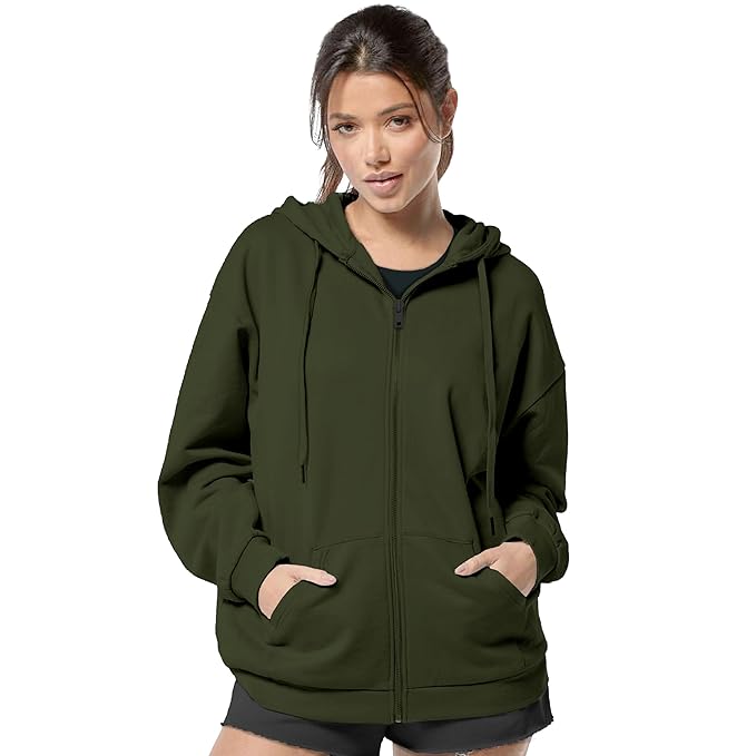Women's Cute Hoodies Teen Girl Winter Jacket Sweatshirts Casual Drawstring Clothes Zip Up Hoodie with Pocket
