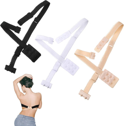 VELOMI Adjustable Low Back Bra Converter Set – Black, Skin & White