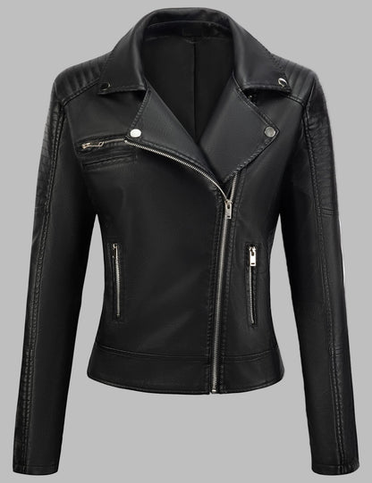 VELOMI Trendy Women’s Leather Biker Jacket – Classic Black Style