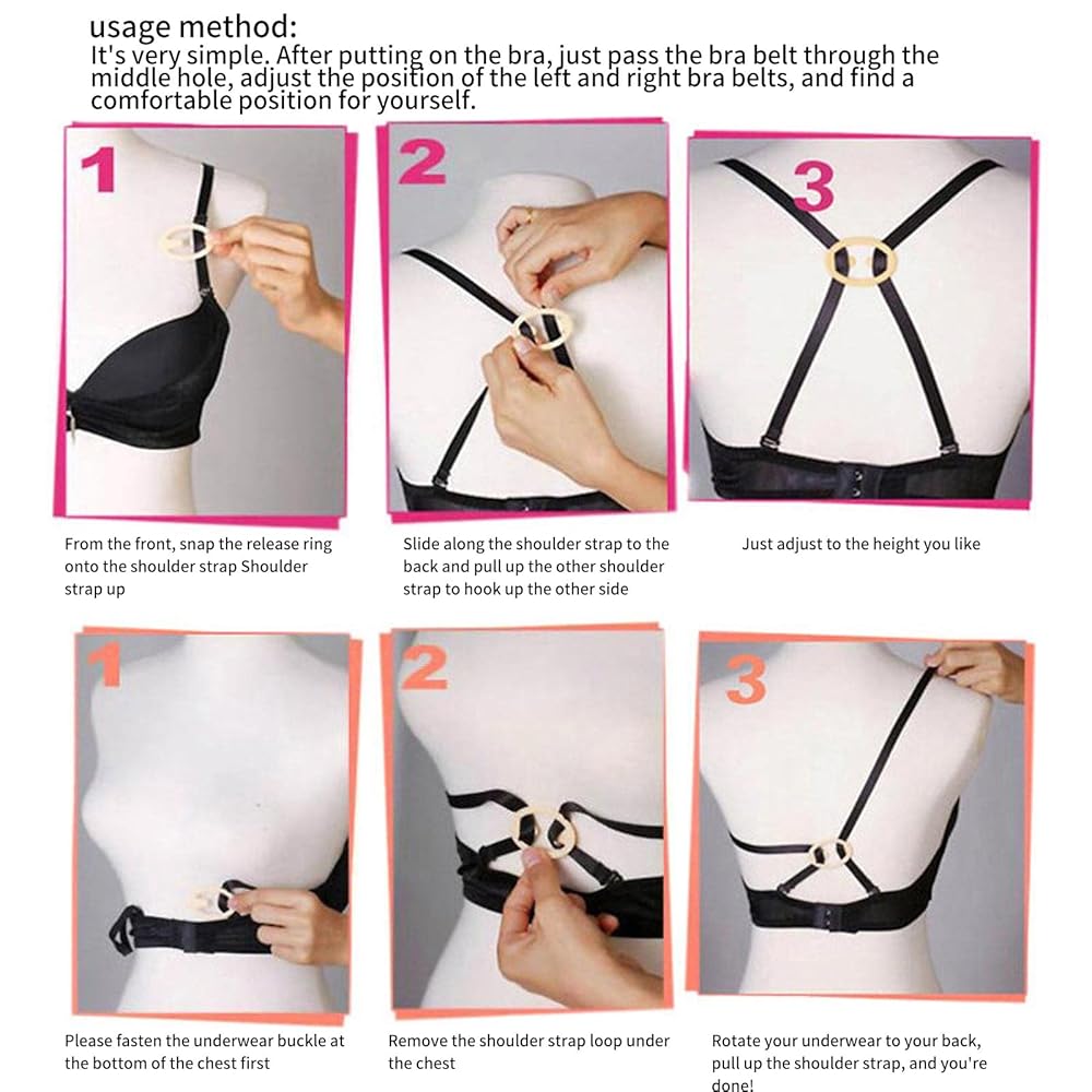 VELOMI Adjustable Low Back Bra Converter Set – Black, Skin & White