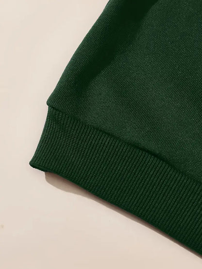 VELOMI Deep Green Elegant Women’s Sweatshirt – Button-Front, All-Season Comfort Fit