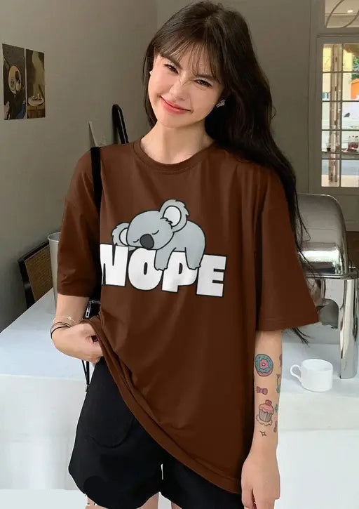 Pretty Fashionable Women Printed Oversized Half Sleeve Off Shoulder Casual And Party Wear Comfortable With Jeans  And Trousers